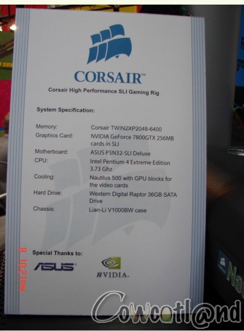 Corsair 800MHz et 1066MHz