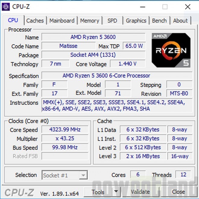 Overclocking de notre processeur AMD RYZEN 5 3600, 4325 MHz avec