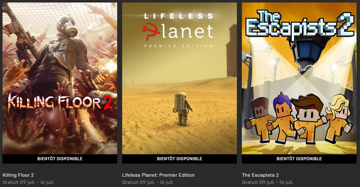 Les prochains jeux offerts par Epic seront Lifeless Planet: Premier Edition, The Escapists 2 et Killing Floor 2