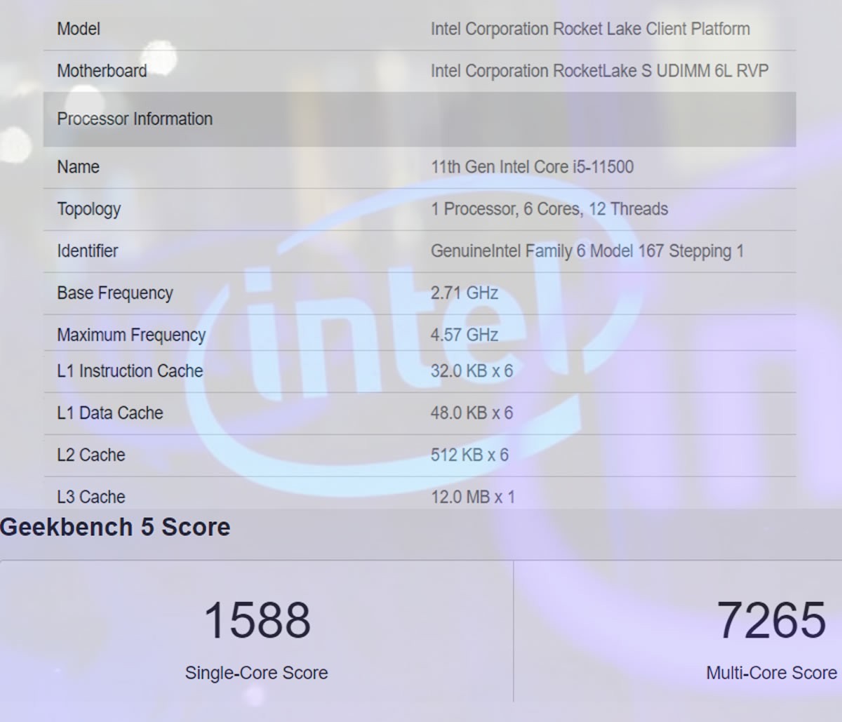 Le futur Intel Core i5-11500 passe aussi à la moulinette sous Geekbench