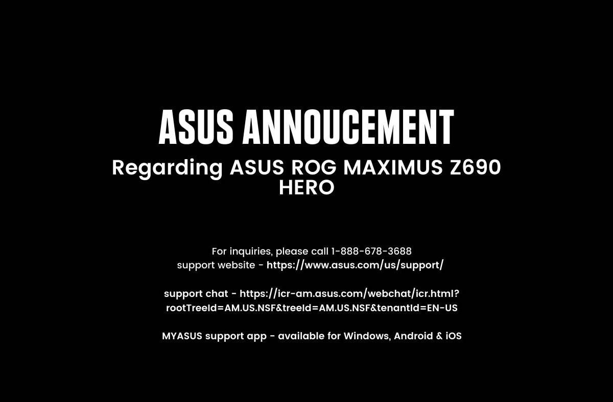 ASUS ROG MAXIMUS Z690 HERO, un programme de rappel se met en place