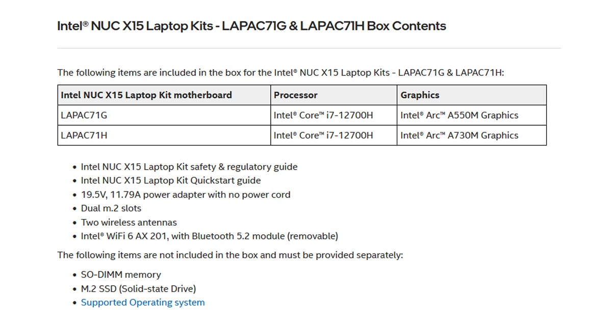 Quelques détails supplémentaires à propos de la plateforme Intel NUC X15