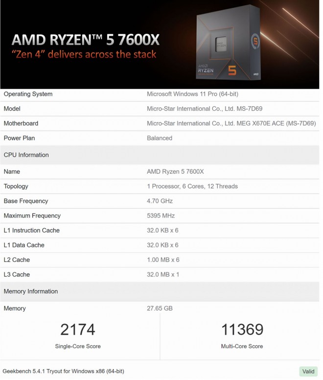 AMD Ryzen 5 7600X : les premiers benchmarks sont là, les performances aussi