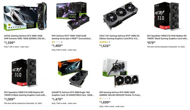 Les RX 7900 XT et 7900 XTX de XFX s'affichent à 979 et 1099 dollars chez Amazon