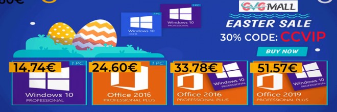 Windows 10 à 12 euros, Office à 24 euros, jusqu'à -91 % avec GVGMall pour Pâques