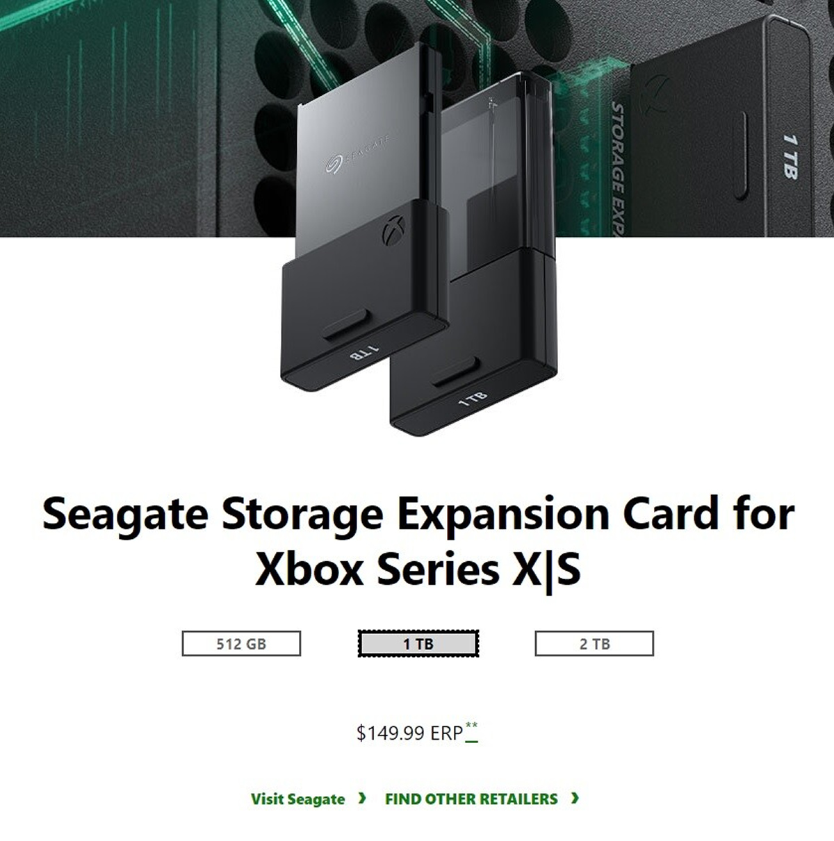 Carte extension de stockage 1T Seagate pour xbox series X / S