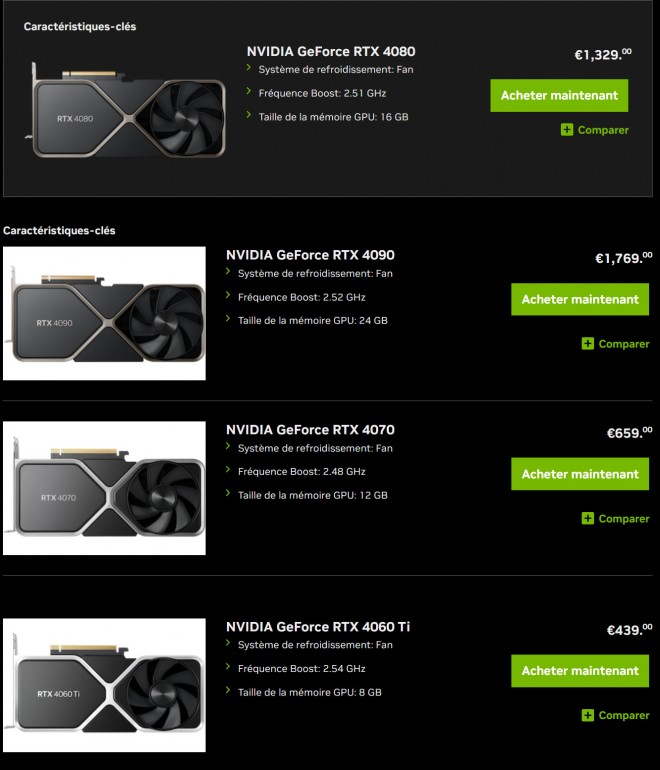 Amazing Waouh, toutes les GeForce RTX 4000 Founders Edition sont disponibles en stock