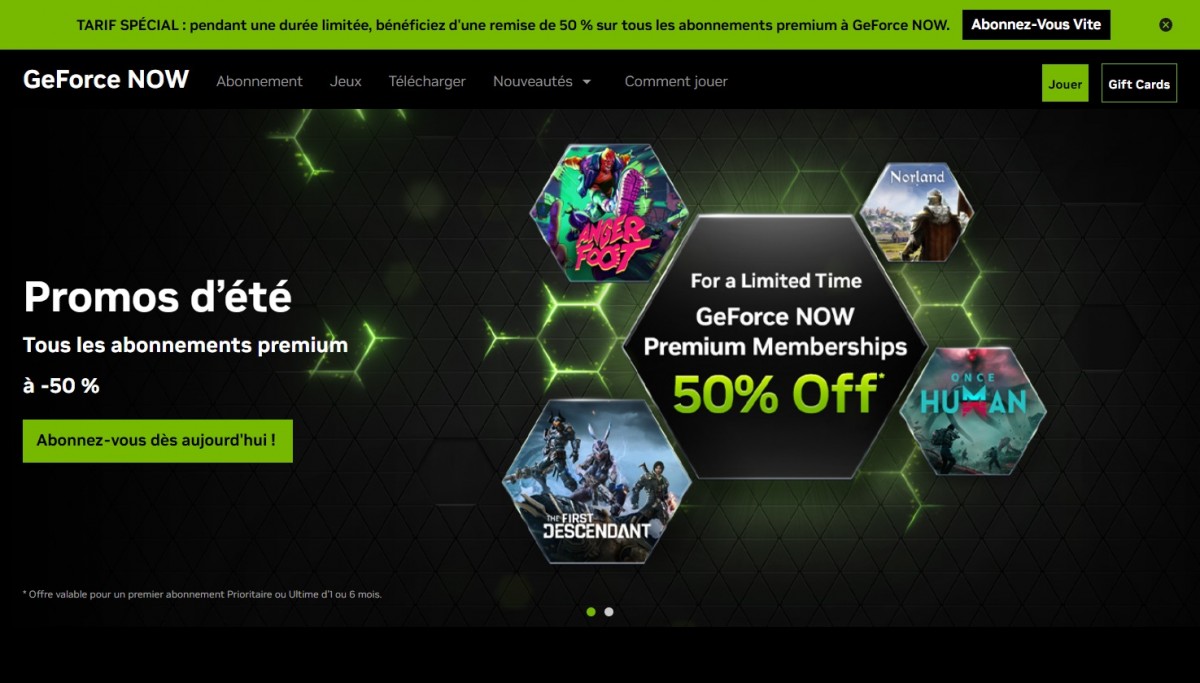 Bon Plan : les abonnements NVIDIA GeForce NOW à -50%