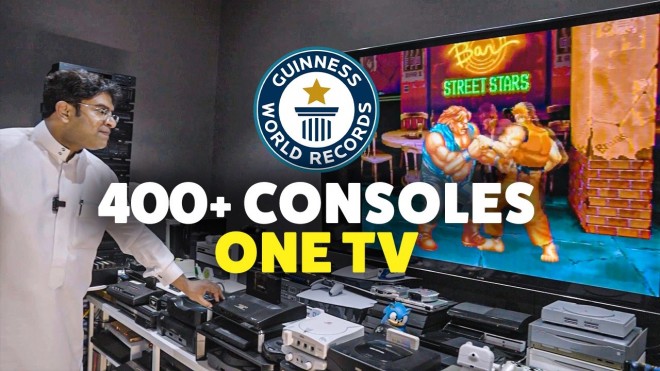 Truc de OUF, il relie 444 consoles de jeux à un même téléviseur, record du monde !!!