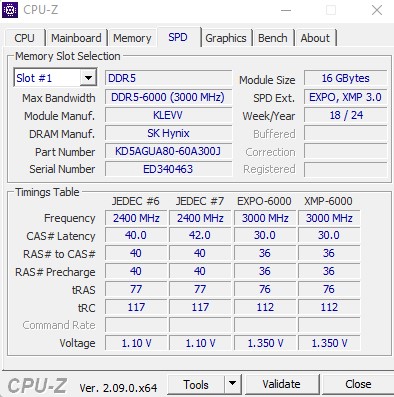 Image 68742, galerie Test mmoire DDR5 KLEVV CRAS V RGB 2 x 16 Go 6000 c30, de l'ECC  prix abordable !